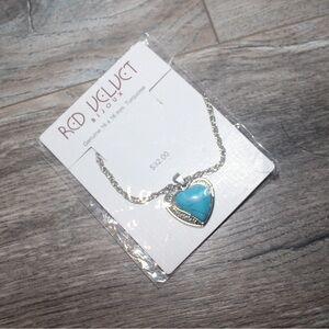 Velvet Silver Necklace with Turquoise Heart Pendant